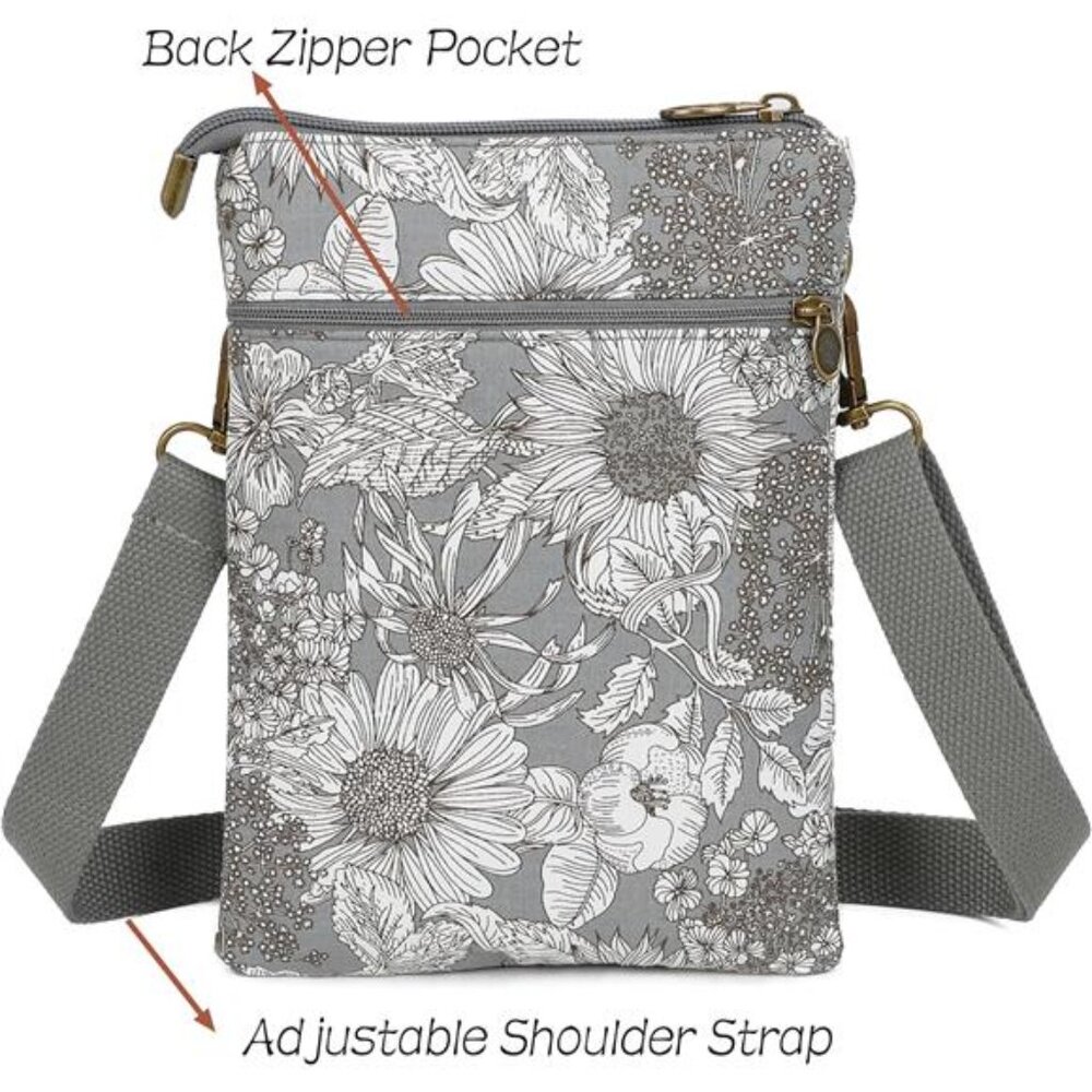 Small Crossbody Phone Purse Cellphone Wallet Canvas Coffee Checkerboard - Picture 4 of 6